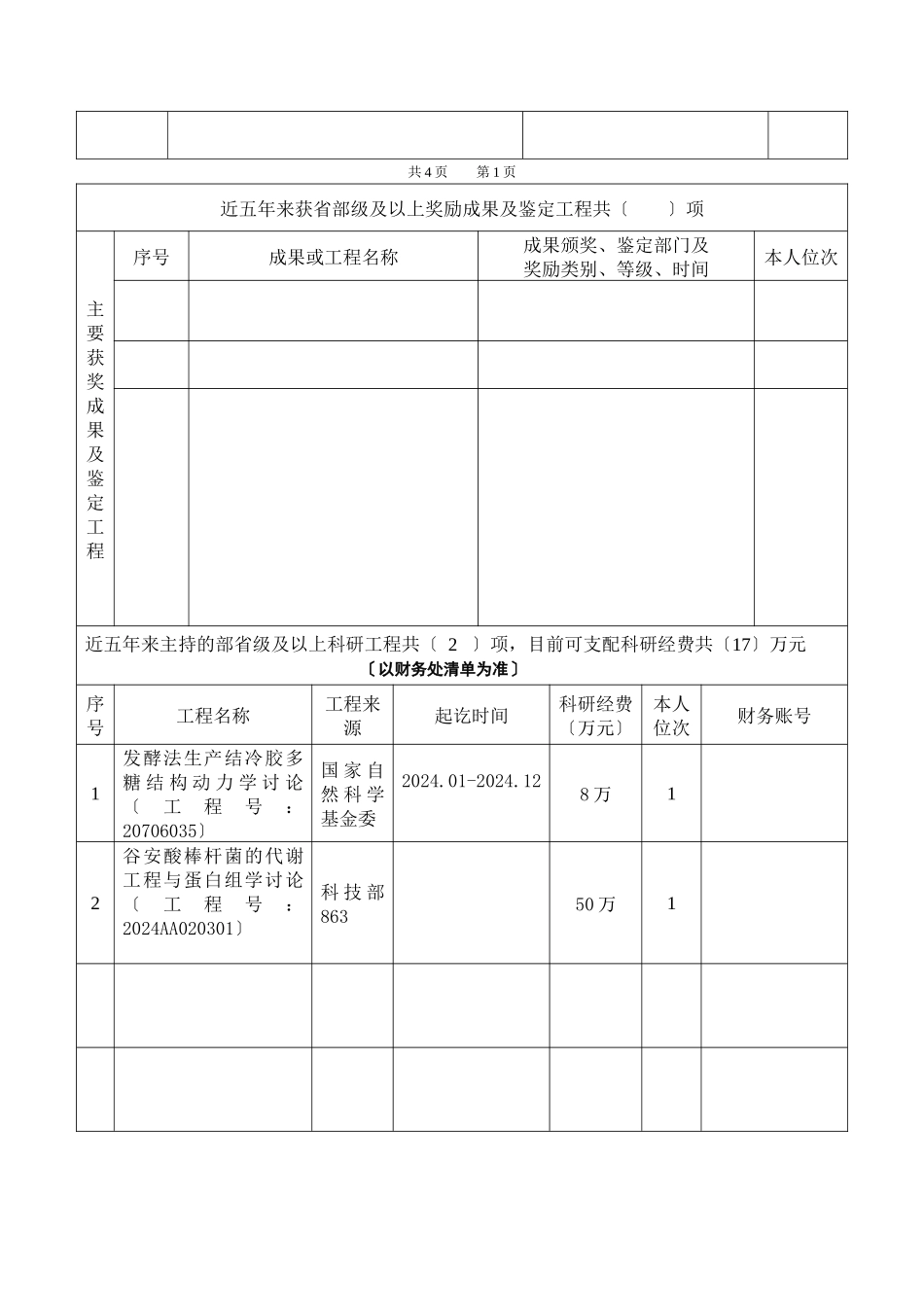 山东大学申请新增列硕士研究生指导教师人员简况表_第2页