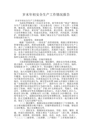 岁末年初安全生产工作情况报告