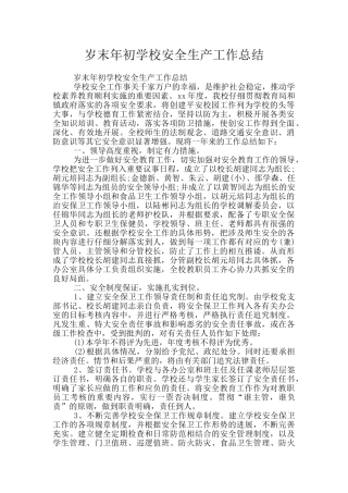 岁末年初学校安全生产工作总结