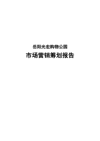 岳阳光宏购物公园商业项目市场营销策划报告