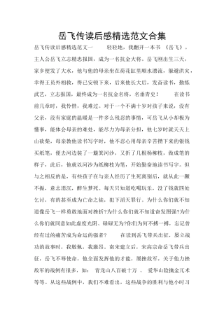 岳飞传读后感精选范文合集