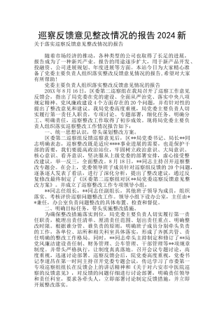 巡察反馈意见整改情况的报告2024新
