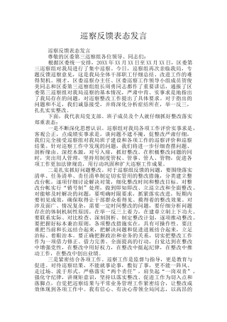 巡察反馈表态发言