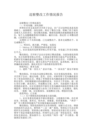 巡察整改工作情况报告