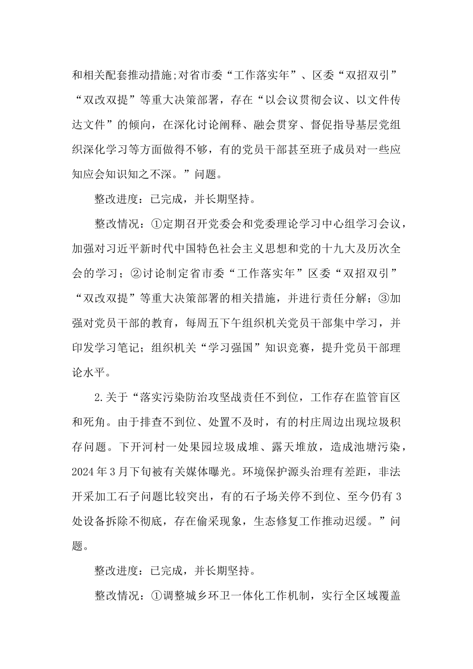 巡察整改第一责任人落实情况报告九篇_第3页