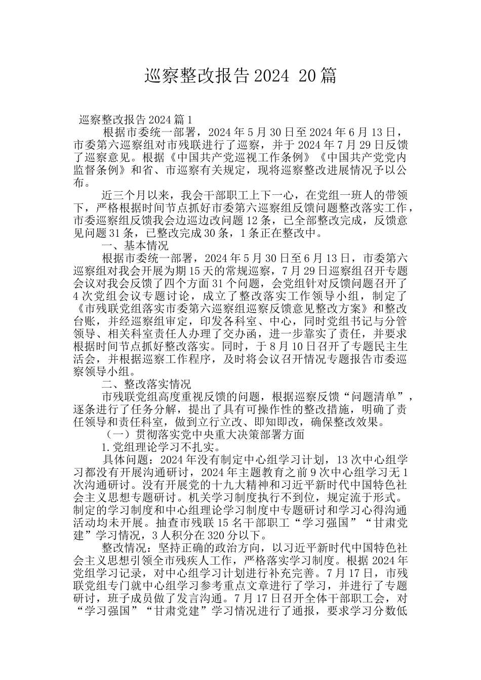 巡察整改报告2024_第1页