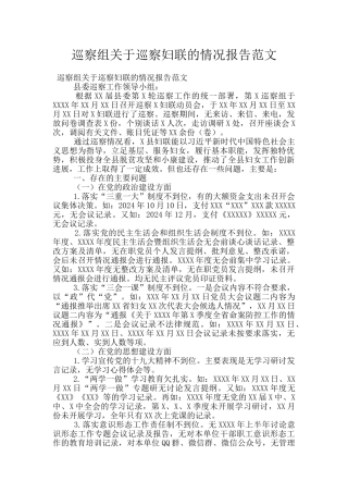 巡察组关于巡察妇联的情况报告范文