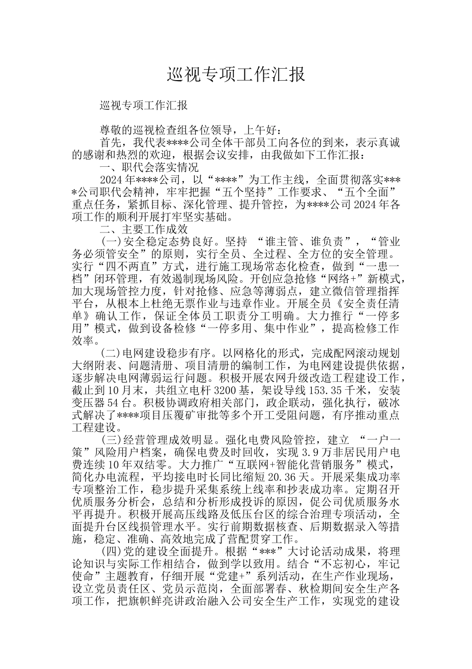巡视专项工作汇报_第1页