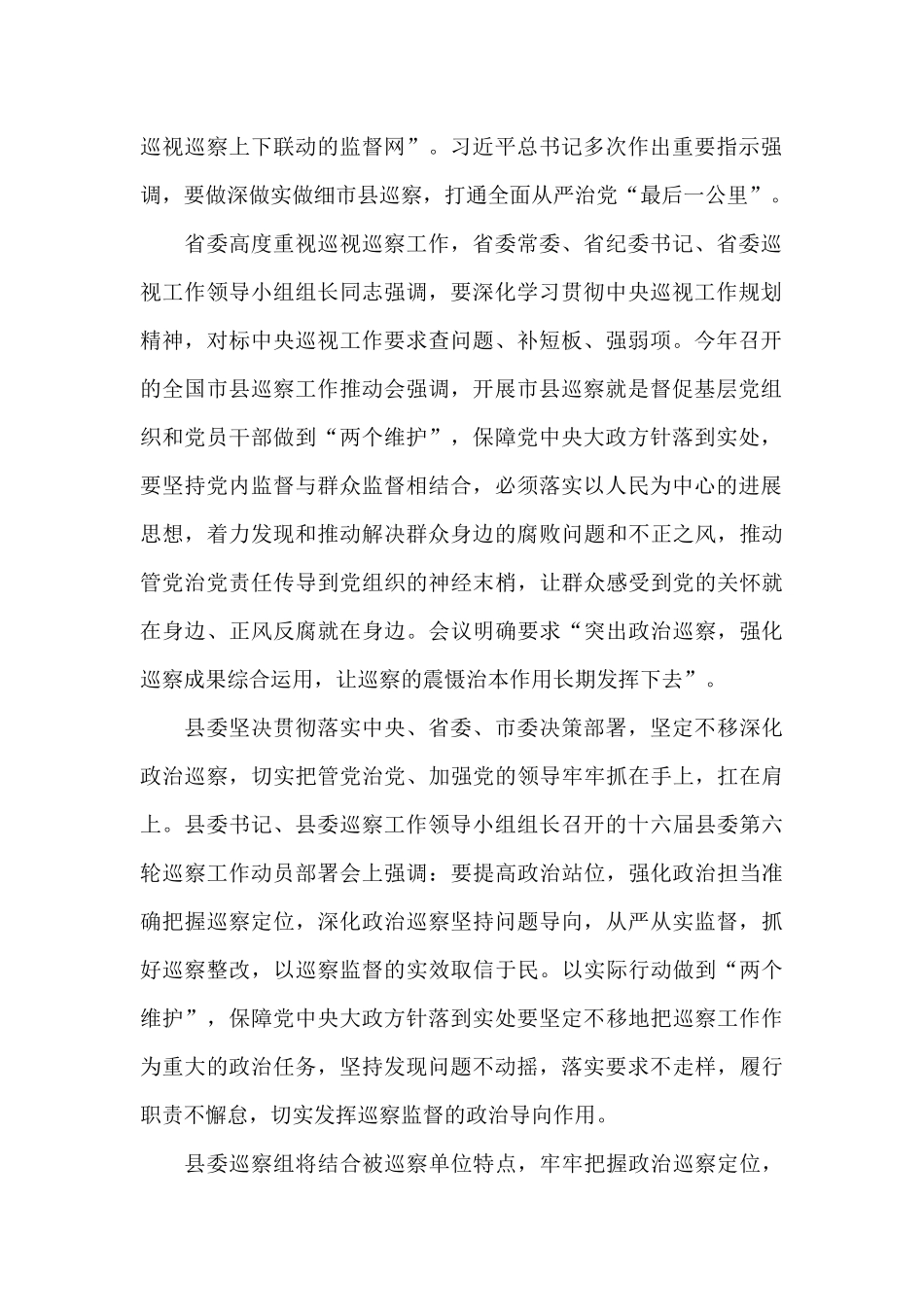 巡察组组长在2024年县委巡察工作动员会上的讲话范文_第2页