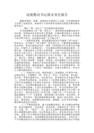 巡视整改书记落实责任报告