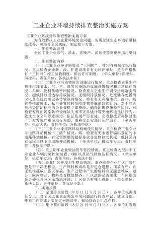 工业企业环境持续排查整治实施方案