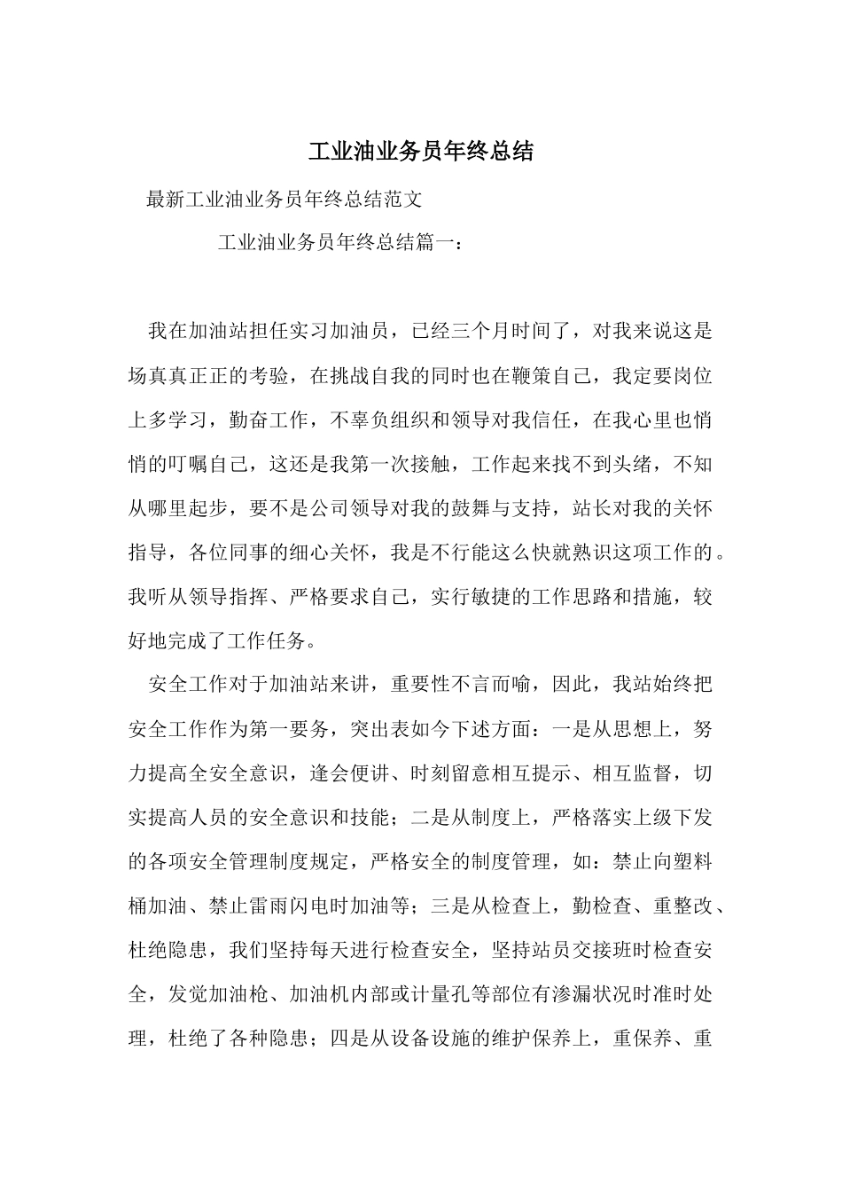 工业油业务员年终总结_第1页