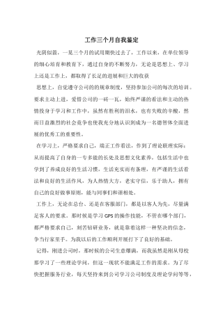 工作三个月自我鉴定