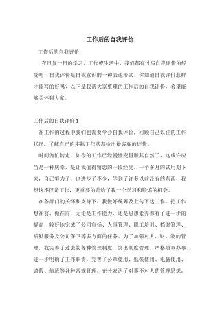工作后的自我评价