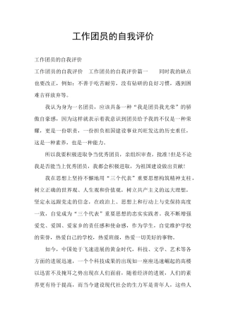 工作团员的自我评价