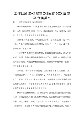 工作回顾20XX展望XX