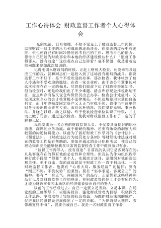工作心得体会-财政监督工作者个人心得体会