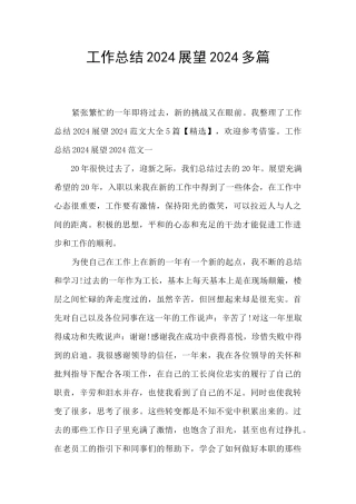工作总结2024展望2024多篇