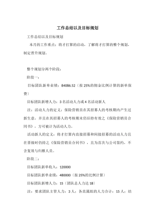 工作总结以及目标规划