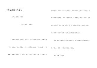 工作总结及工作规划