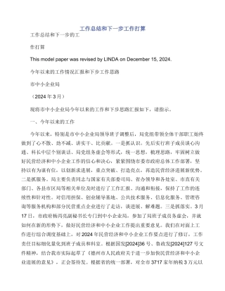 工作总结和下一步工作打算