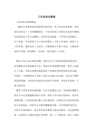 工作总结及展望