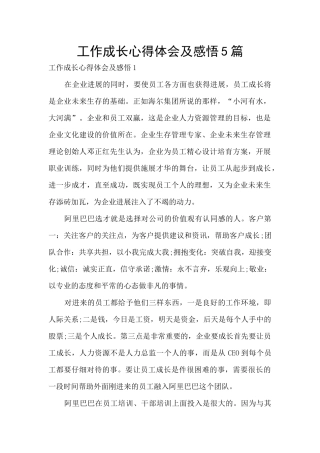 工作成长心得体会及感悟5篇