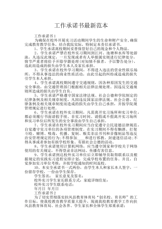 工作承诺书最新范本