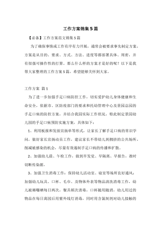 工作方案锦集5篇