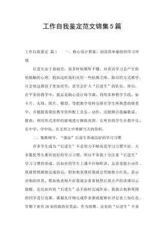 工作自我鉴定范文锦集5篇