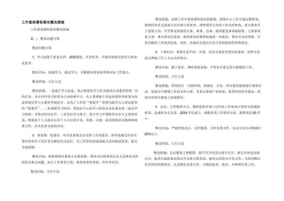 工作重部署轻落实整改措施_第1页