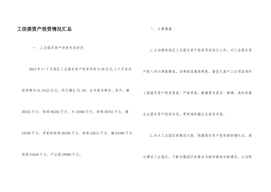 工信委资产投资情况汇总_第1页