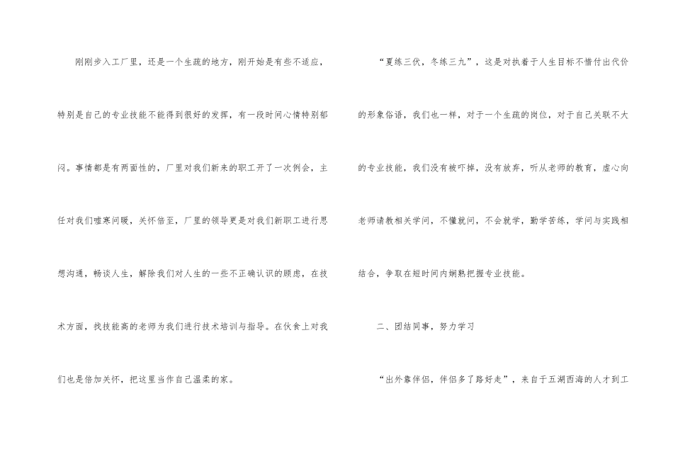 工厂试用期工作总结（5篇）_第2页