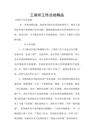 工商所工作总结精品