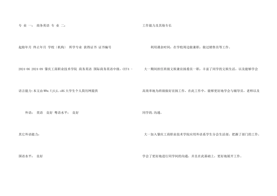工商职业专业简历_第2页