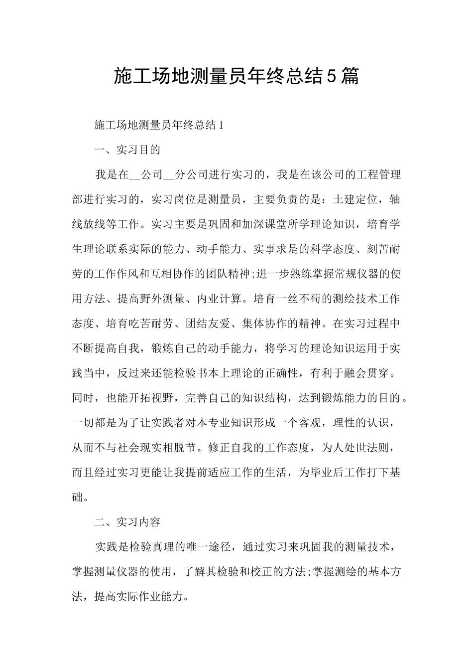 工地测量员年终总结5篇_第1页