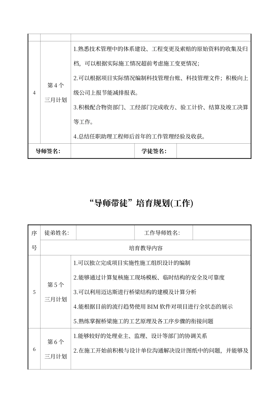 工程单位工作导师带徒培养规划_第2页