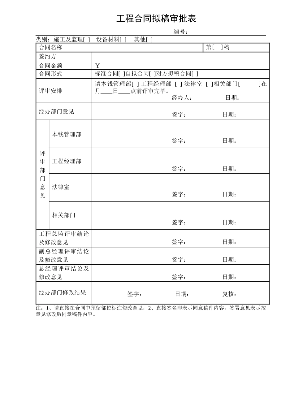 工程合同拟稿审批表_第1页