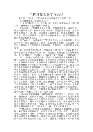 工程核量会计工作总结