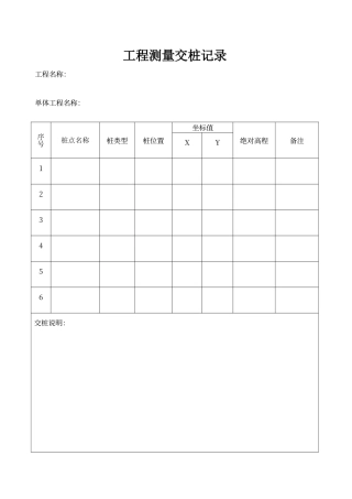 工程测量交桩记录