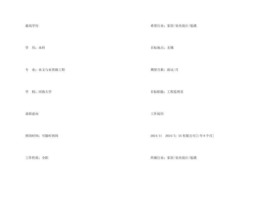 工程监理员简历样本_第2页