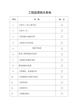 工程监理用表格2