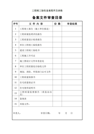 工程竣工验收备案程序及表格