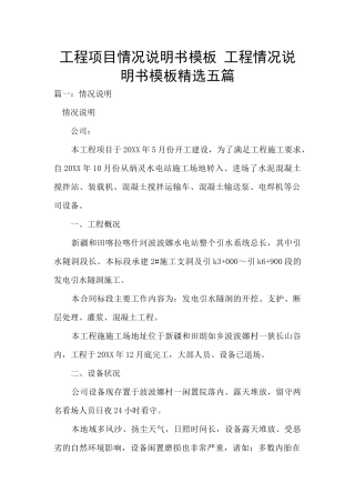 工程项目情况说明书模板