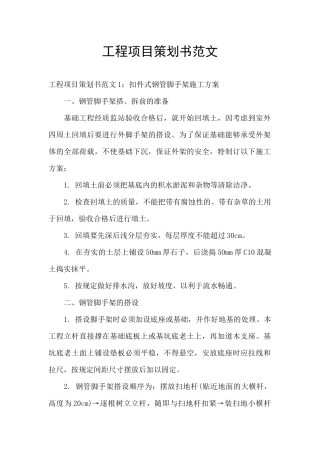 工程项目策划书范文