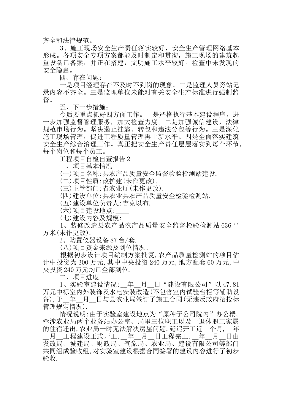工程项目自检自查报告5篇_第2页