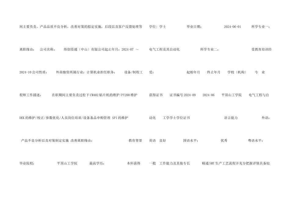 工艺工程师个人简历_第2页