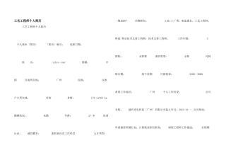工艺工程师个人简历