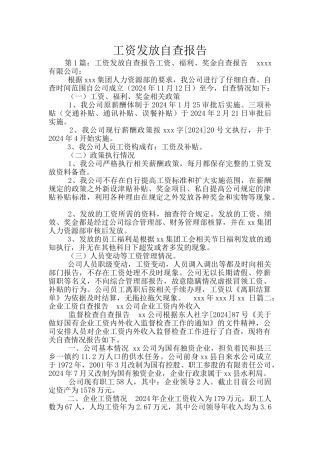 工资发放自查报告