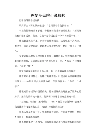 巴黎圣母院小说摘抄